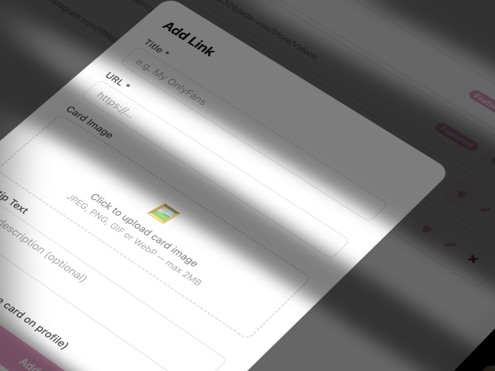 Profile page preview